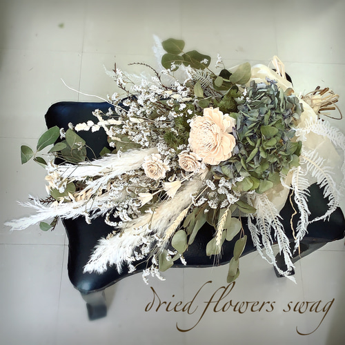 ドライフラワー スワッグ ナチュラルホワイト ドライフラワー AiR feat