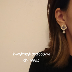 ビーズ刺繍 ピアス イヤリング 一粒 シンプル 軽い 4枚目の画像