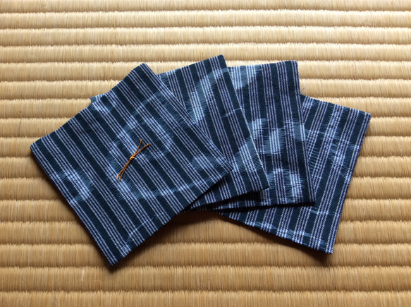 木綿の着物端切れのコースター(4枚組) 2枚目の画像