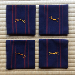 ウールの着物端切れのコースター(4枚組) 4枚目の画像