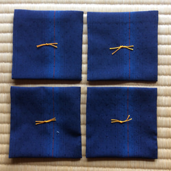 ウールの着物端切れのコースター(4枚組) 4枚目の画像