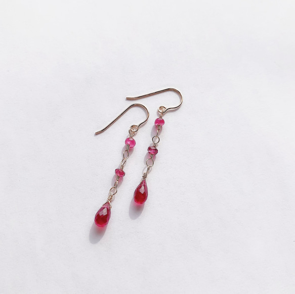 14kgf　宝石質ルビー　ひと粒雫チャーム(ドロップ) 14kgf宝石質ルビーひと粒雫チャーム(ドロップ)