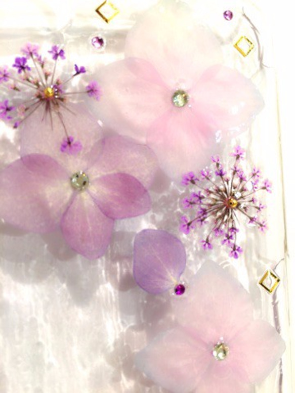 再販☆送料無料☆キラキラ紫陽花iPhoneケース☆ 2枚目の画像