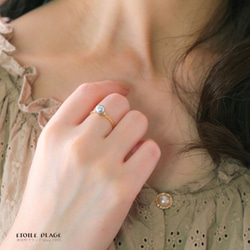 空色ブルーのアコヤ真珠のダイヤモンドリング【送料無料】 4枚目の画像