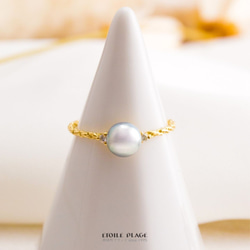 空色ブルーのアコヤ真珠のダイヤモンドリング【送料無料】 9枚目の画像