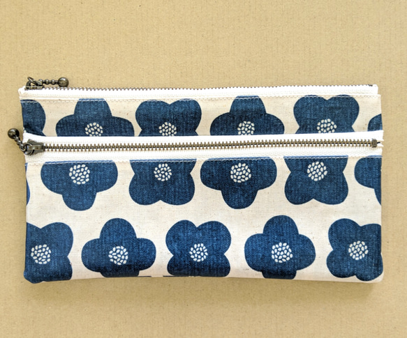 やりくり財布にピッタリ！ラミネートのダブルファスナーポーチ ポーチ