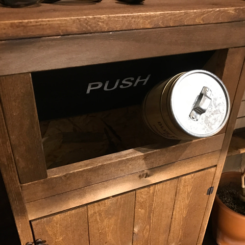 PUSH】ウッドダストボックス 700×400 インナーゴミ箱付45ℓゴミ袋