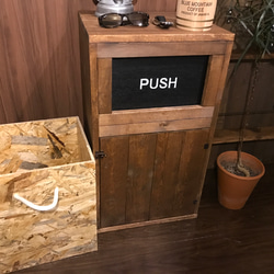 【PUSH】ウッドダストボックス  700×400  インナーゴミ箱付45ℓゴミ袋対応 インダストリアル家具 3枚目の画像