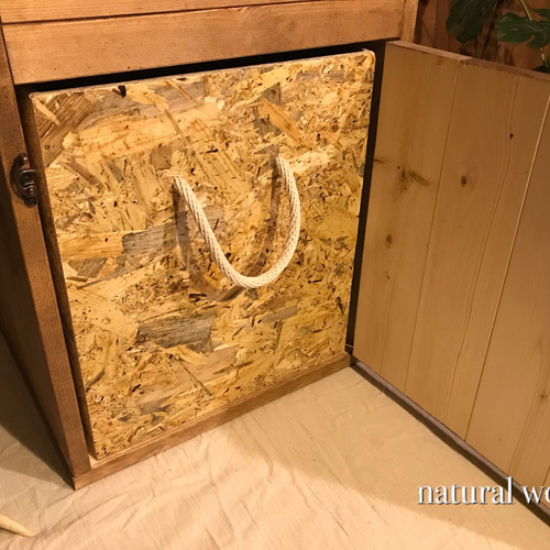 PUSH】ウッドダストボックス 700×400 インナーゴミ箱付45ℓゴミ袋