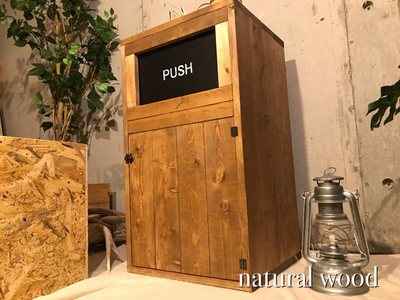 【PUSH】ウッドダストボックス  700×400  インナーゴミ箱付45ℓゴミ袋対応 インダストリアル家具 7枚目の画像