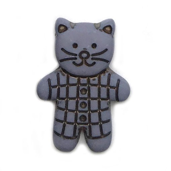 フランス製 ボタン パジャマの猫　ブルーグレー　TD  2個 猫 2056 2枚目の画像
