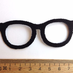 アップリケワッペン 黒めがね   W-0585 UI 眼鏡　メガネ 2枚目の画像