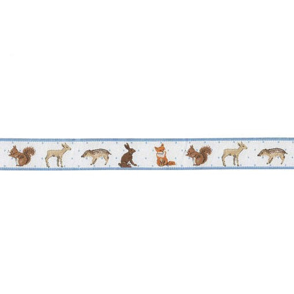 ドイツacufactum 刺繍ジャカードリボン70cm ちいさな動物たち  アクファクトゥム 621アニマル 2枚目の画像