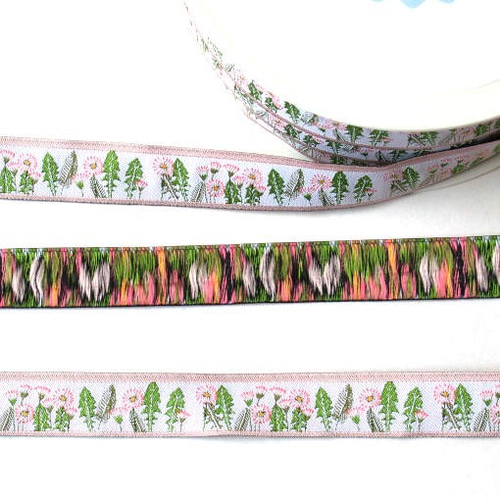 ドイツacufactum 刺繍ジャカードリボン50cm 植物と赤い実 アクファク 