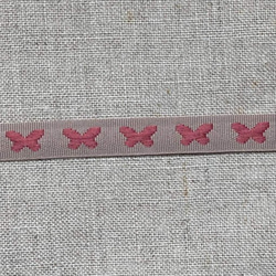 フランス ジャカードリボン バタフライ モーブピンク 188cｍ ST ちょう  蝶々 2枚目の画像