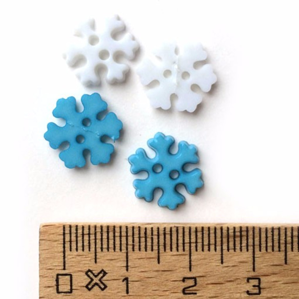 キッズボタン- 雪印スノーフレークミニ 15個セット-ブルー 3枚目の画像