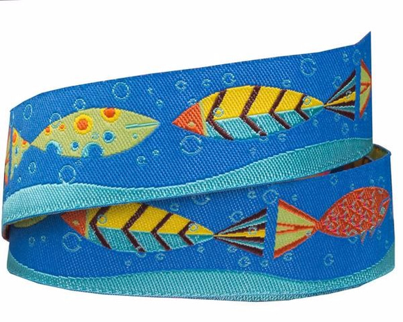 アメリカデザイン  チロル刺繍リボン80cm-魚の学校 3枚目の画像