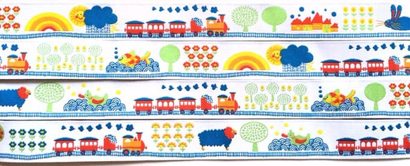 ドイツファーベミクス 刺繍リボン 1m-鉄道と街 ホワイト 4枚目の画像
