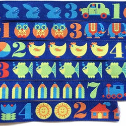ドイツFB社 刺繍リボン 1m 数字123 ブルー 入園 入学 数学 鳥 こども 象 車 虫 汽車 魚 4枚目の画像