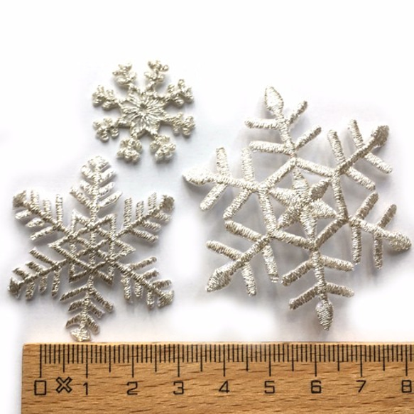 アップリケワッペン 雪印 スノーフレーク3枚セットシルバー ゆき 雪の結晶 冬 UI W-1150 3枚目の画像