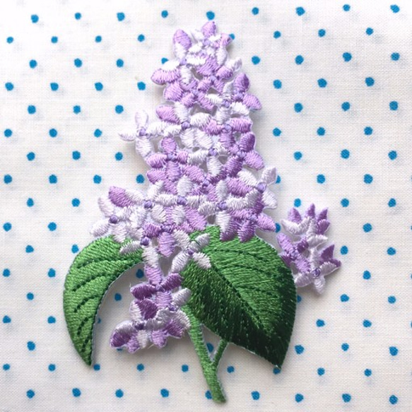 アップリケワッペン ライラック ステム W-1151 リラ ムラサキハシドイ 紫丁香花 フラワー 2枚目の画像