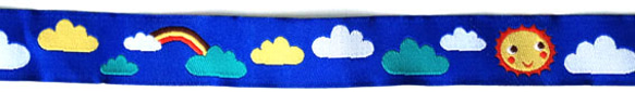 ドイツ 刺繍チロルリボン2ヤード-サニースカイ 太陽と雲 3枚目の画像
