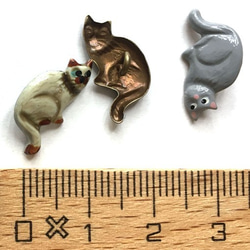 アメリカ製 メタルボタン-おすわり猫キャット ブラウン 1231 2枚目の画像