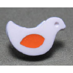 フランス ボタン小鳥-ラベンダーXオレンジ 3個B-0342 2枚目の画像