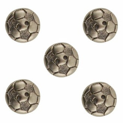 アメリカ ボタンガローア ボタン5個セット サッカーボール シルバーB-1563 スポーツ 部活　入学 1枚目の画像