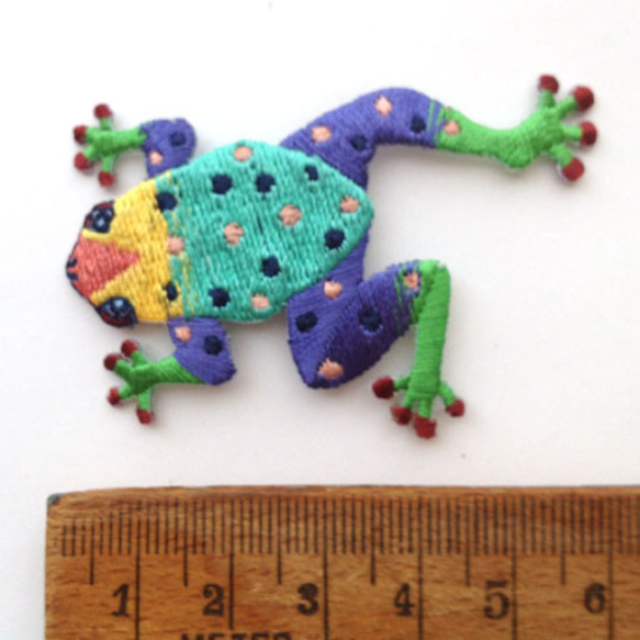 アップリケワッペン カラフルかえる フロッグ 蛙 カエル  UI ツリーフロッグ w-0566 3枚目の画像