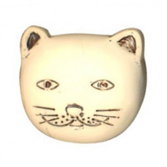 フランス ボタンねこさんフェイス-ブアイボリーL 2個 猫 キャット1678 2枚目の画像