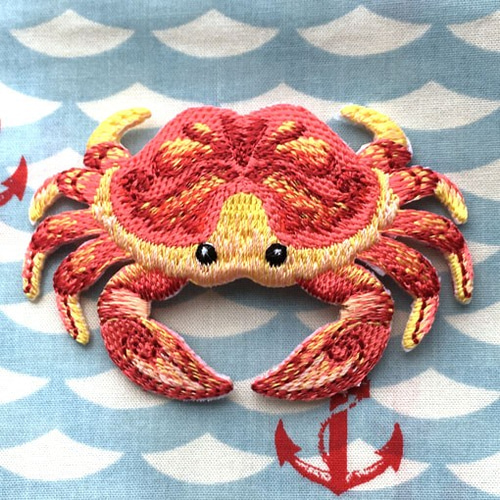アップリケワッペン カニさん イチョウガニ w-1521 蟹 海 夏 マリン 磯