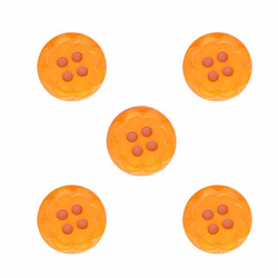 プラスチックボタン 5個サークルフラワー オレンジ  　b-1737 2枚目の画像