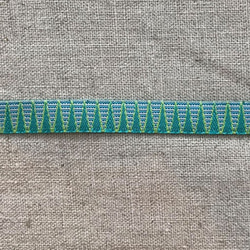 アメリカデザイン 刺繍リボン1ヤード-アクア ステム オン ストライプ　R-0452 1枚目の画像