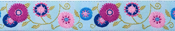 チロル刺繍リボン スザニフラワー-ライトブルー【1ヤードカット済】 3枚目の画像