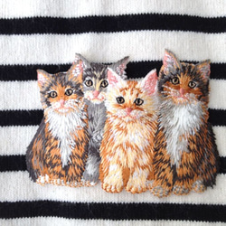 アップリケワッペン ４匹の子猫 キャット　W-0274 1枚目の画像