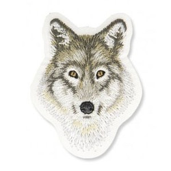 アップリケワッペン 灰色オオカミの頭　W-1664　狼　ウルフ　おおかみ 2枚目の画像