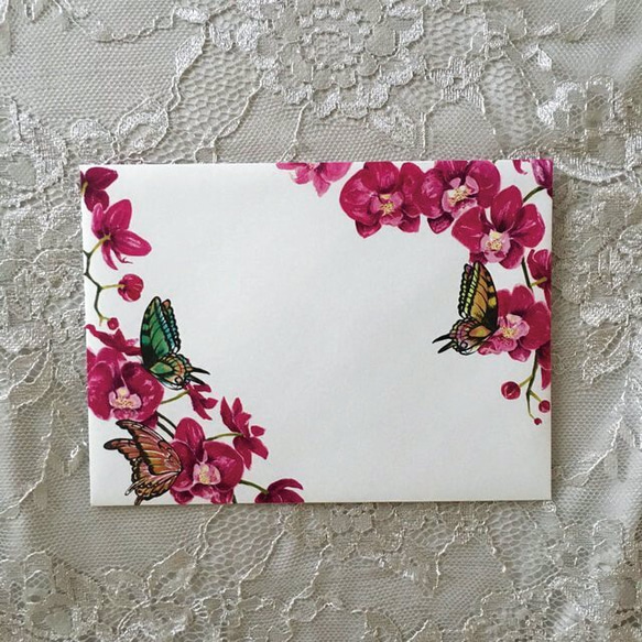 胡蝶蘭と蝶のレターセット 2枚目の画像