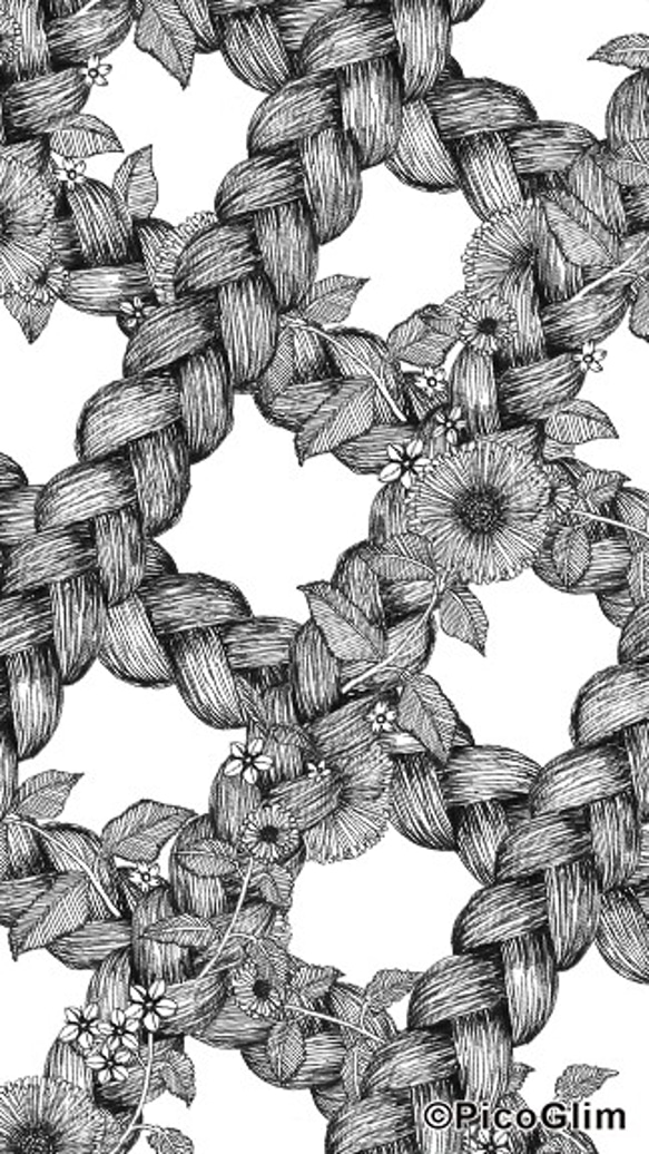 三つ編みと花のスマホの壁紙 1枚目の画像
