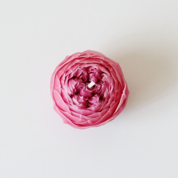 天然のロウから生まれた薔薇キャンドル　ピンクメイプルローズ　 4枚目の画像