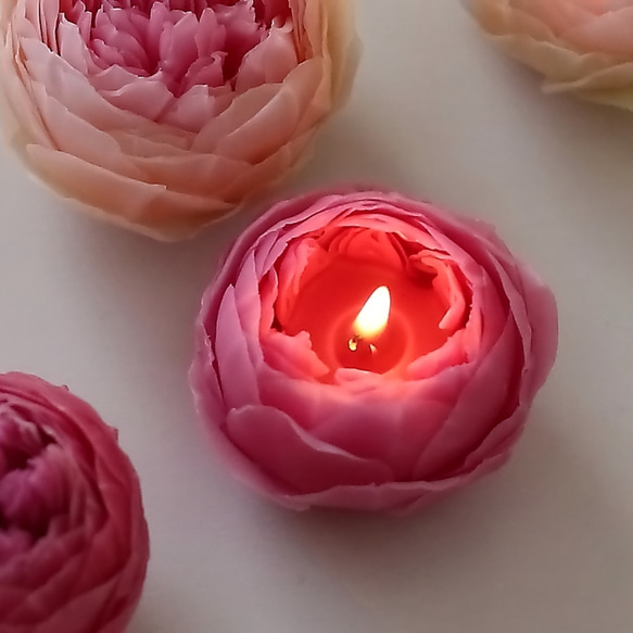 天然の蜜蝋　薔薇のキャンドル『ピンクメイプルローズ』 1枚目の画像