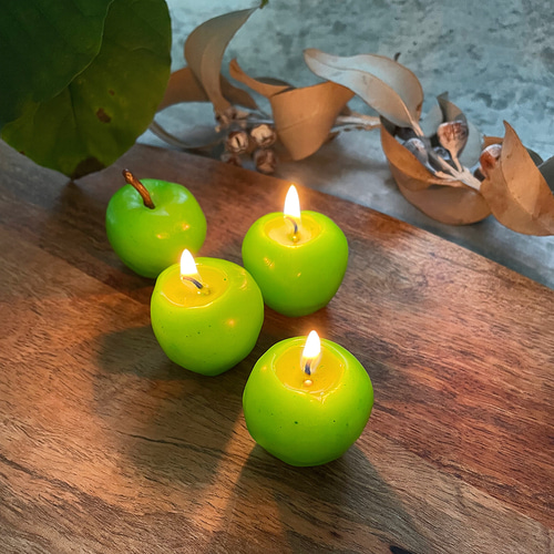 小さな青りんごキャンドル 天然の蜜蝋たっぷり キャンドル・キャンドル