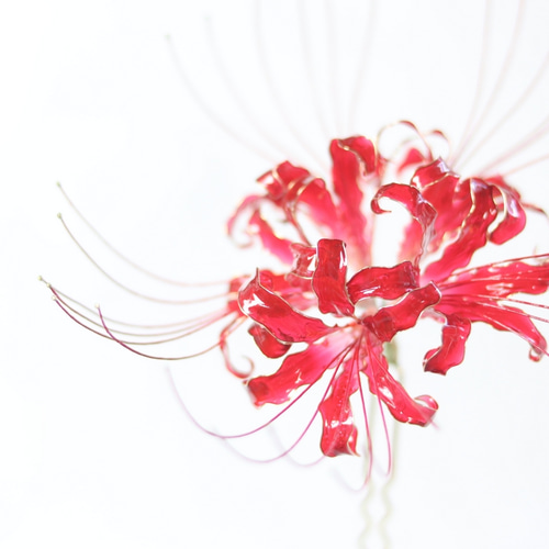 彼岸花のかんざし 「 烈 」 ディップアート 簪 ひがんばな ヒガンバナ  