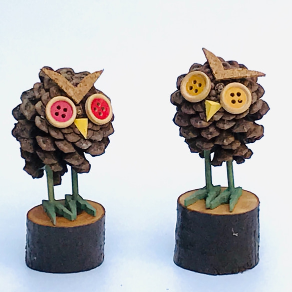 フクロウ・2個組み その他インテリア雑貨 松ぼっくり工作室 通販