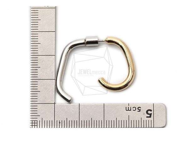 ERG-1334-G [2件]兩色彩色耳環，兩色後置耳環/ 28mm X 33mm 第5張的照片