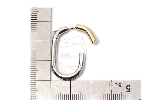 ERG-1336-G [2件]兩色彩色耳環，兩色後置耳環/ 28mm X 33mm 第5張的照片