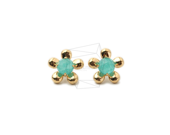 ERG-1362-G【2個入り】天然石ピアス,Natural stone Ear Post 金具 