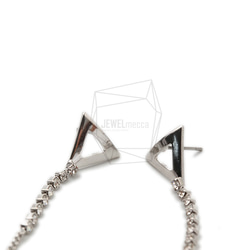 ERG-1386-R【2個入り】トライアングピアス+チェーンドロップポスト,Triangle  Earring 2枚目の画像