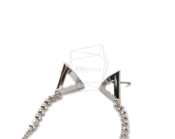 ERG-1386-R【2個入り】トライアングピアス+チェーンドロップポスト,Triangle  Earring 2枚目の画像