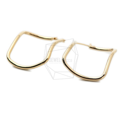 ERG-1393-G [2pieces] Wave Square Earrings, Wave Square Post Earr 第2張的照片